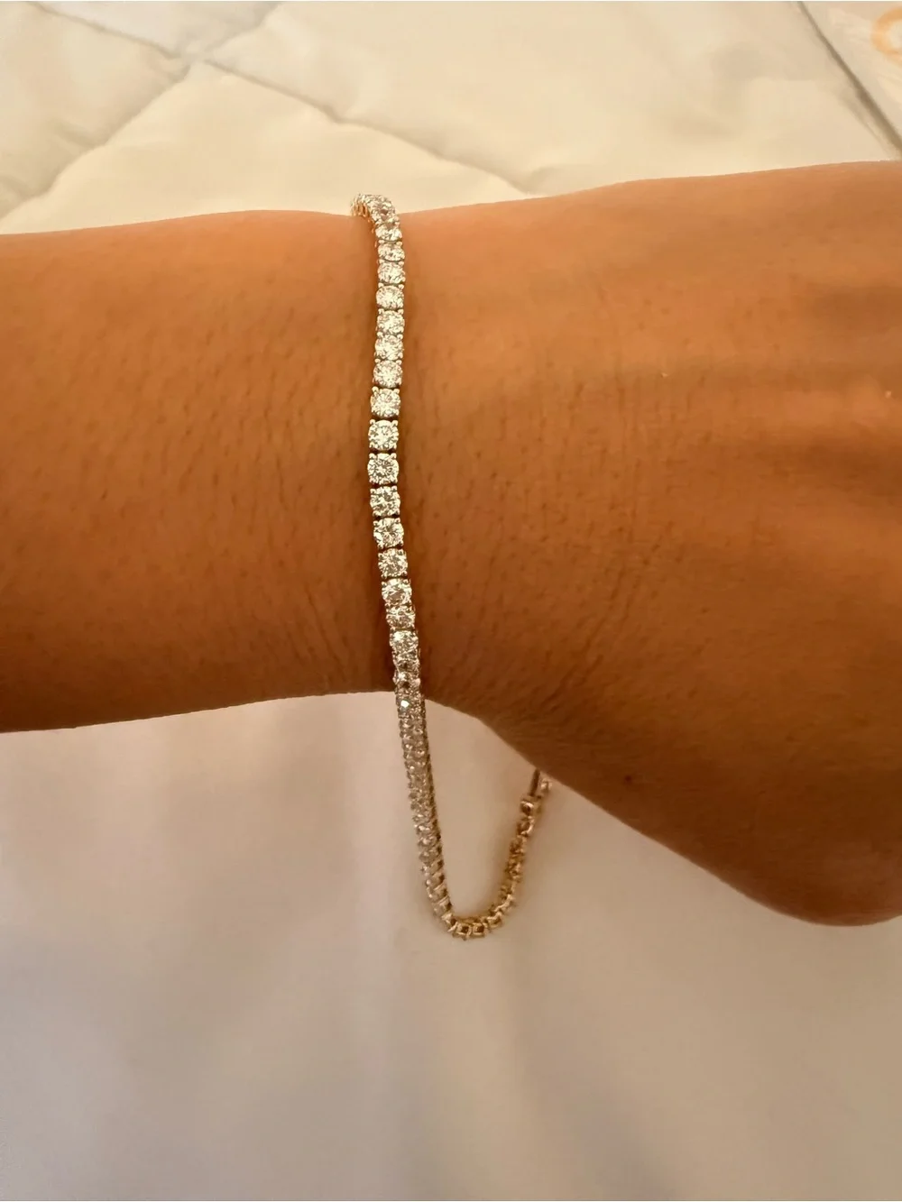 14K Solid Yellow Gold Lab Grown Diamond Tennis Bracelet - 4.04tcw, Size 7